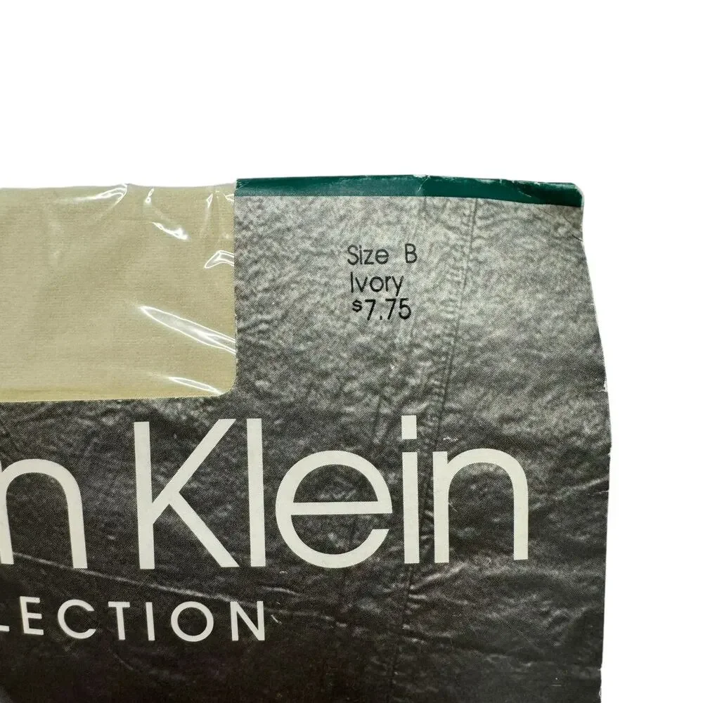 CALVIN KLEIN *NEW* Vintage 1990 Ultra Sheer Light Lycra Pantyhose Ivory Size B